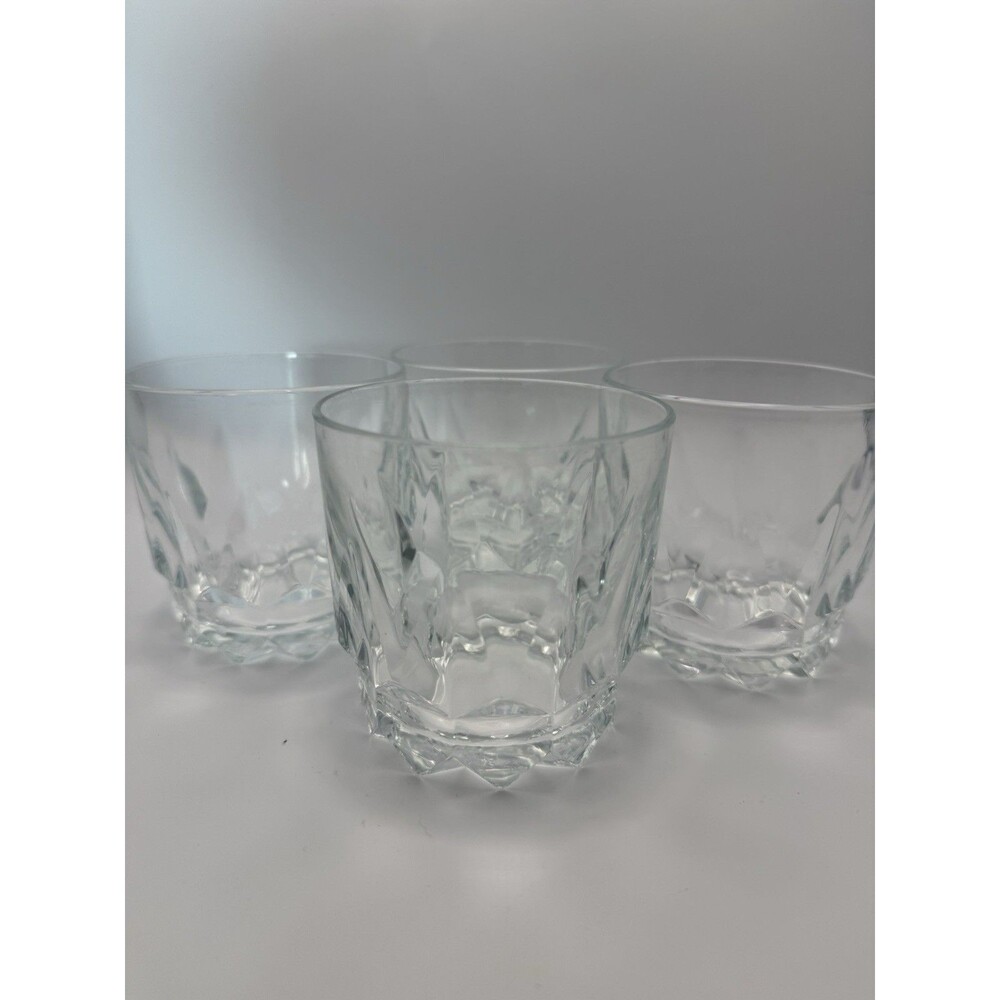 Vintage Arcoroc France Artic Old Fashioned Whiskey Rocks Glasses Set of 4 Clear